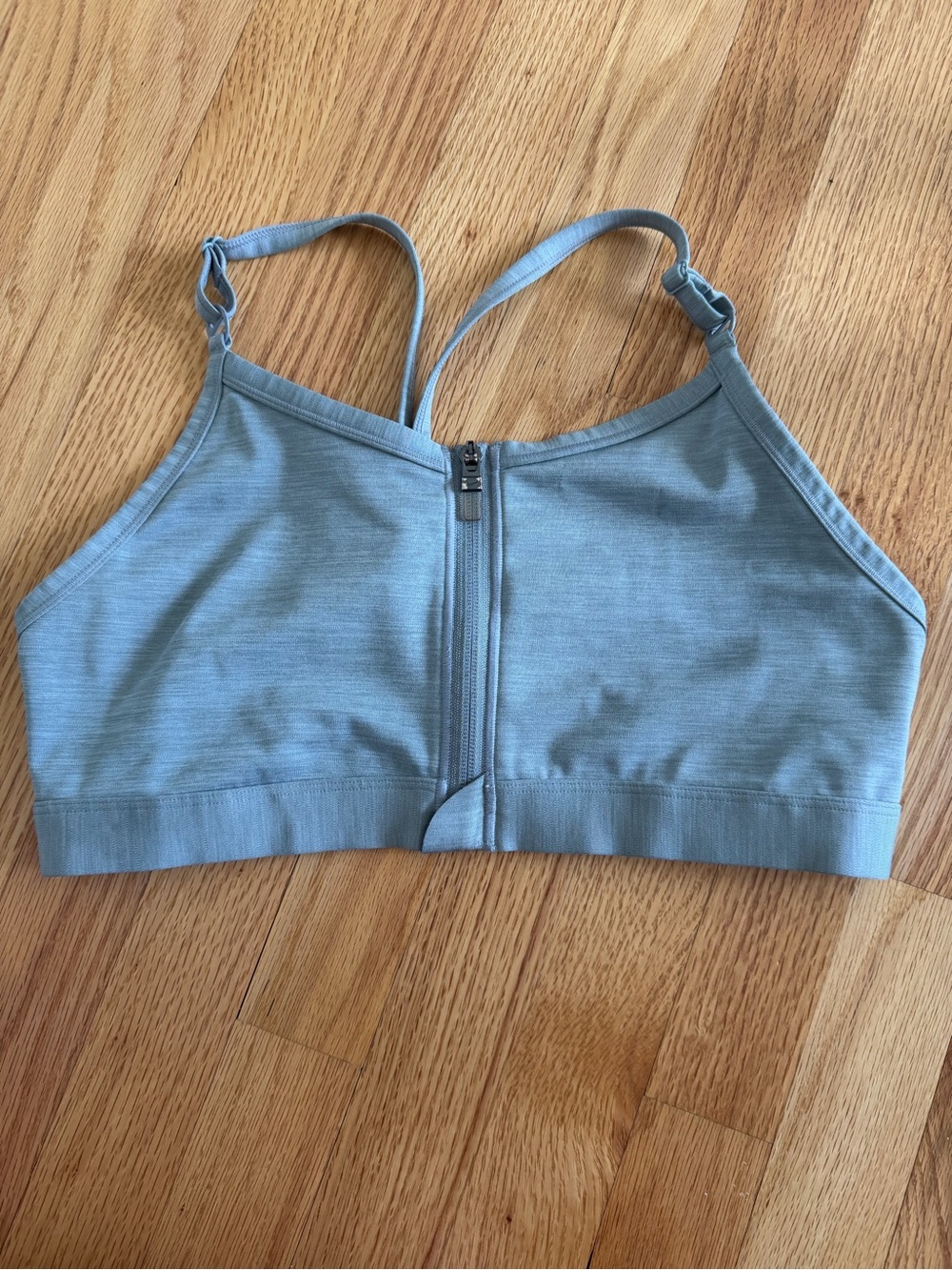 Nike Dri-FIT Indy Zip-Front Sports Bra Heathered Blue Gray